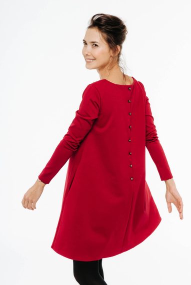 LeMuse red CALMNESS dress with buttons