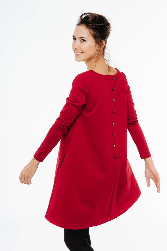 LeMuse red CALMNESS dress with buttons