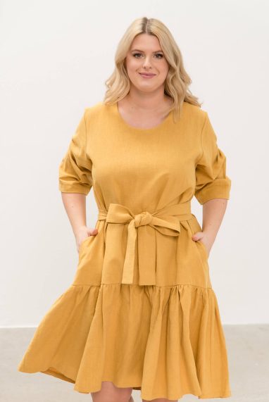LeMuse yellow MIA PLUS linen dress