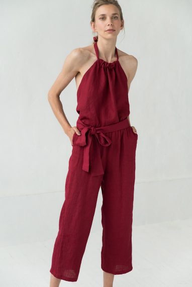 Red linen jumpsuit MAY