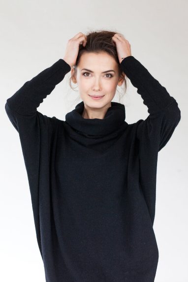 Sweater dresses for fall in black wool LAB SPECIAL DESIGNER CUT
