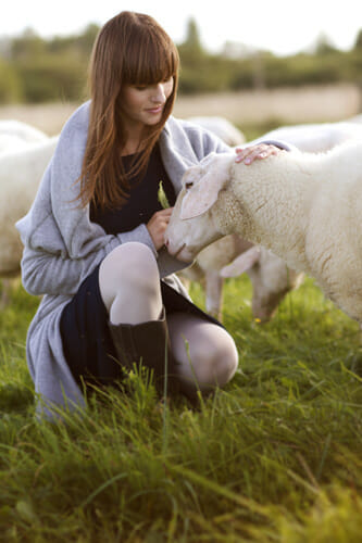 Woman in wool clothes