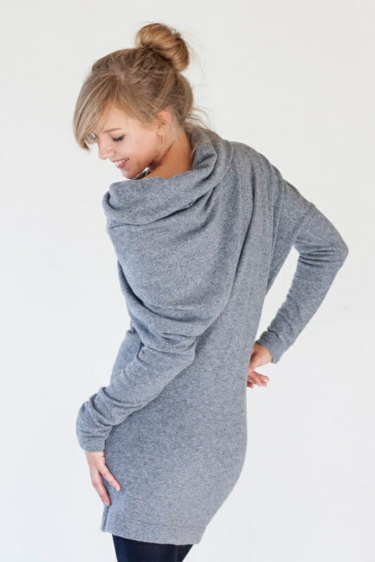 Winter dress in grey wool WAVE